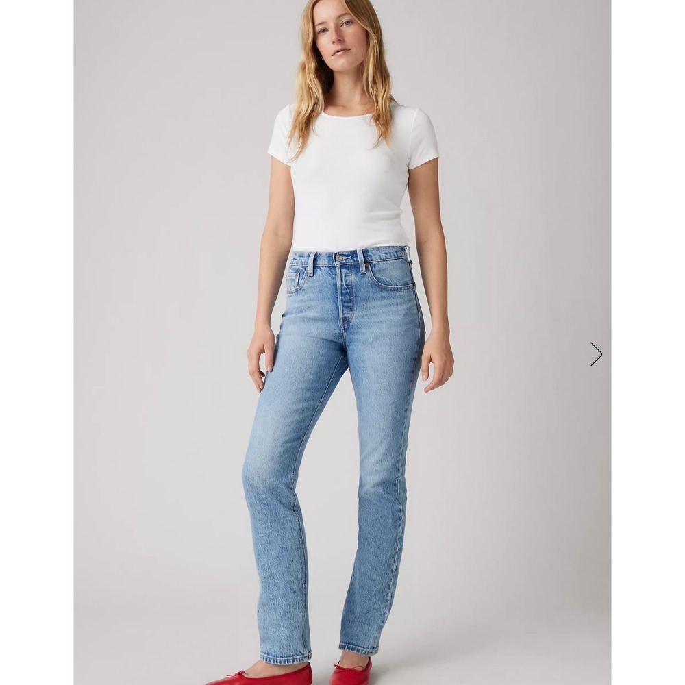 Levis Premium 501 Original Fit Jeans Size 27 Light Wash Cotton Denim